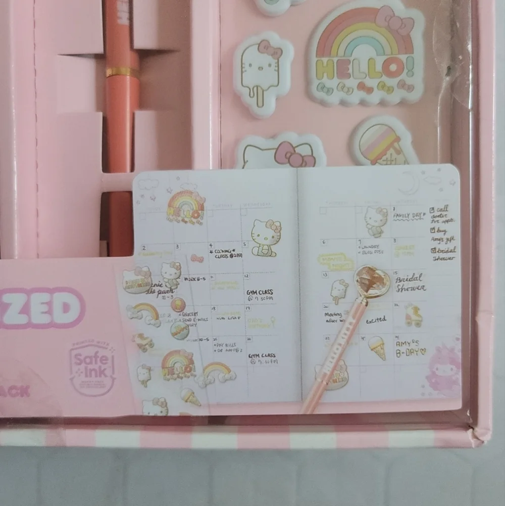 NEW Hello‎ Kitty Personalized Planner Blank Dates Pen Stickers Stationary Book